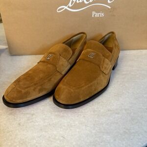 CHRISTIAN LOUBOUTIN 1230528 *VARSIMOC* Flat Crosta Brown Suede Loafers 45